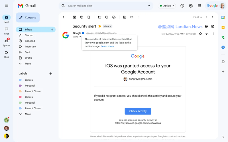 谷歌Gmail也学推特增加蓝色验证徽章 埃隆马斯克：哈哈